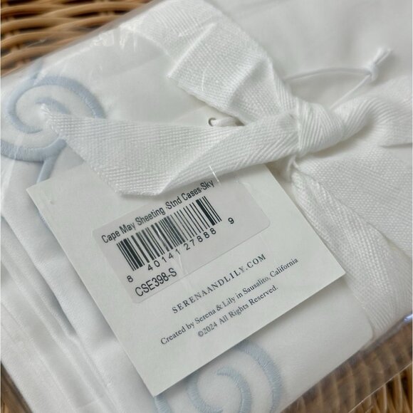 NEW Serena & Lily Cape May Sateen Standard Pillowcases (Set of 2)-Sky Blue - Picture 2 of 2